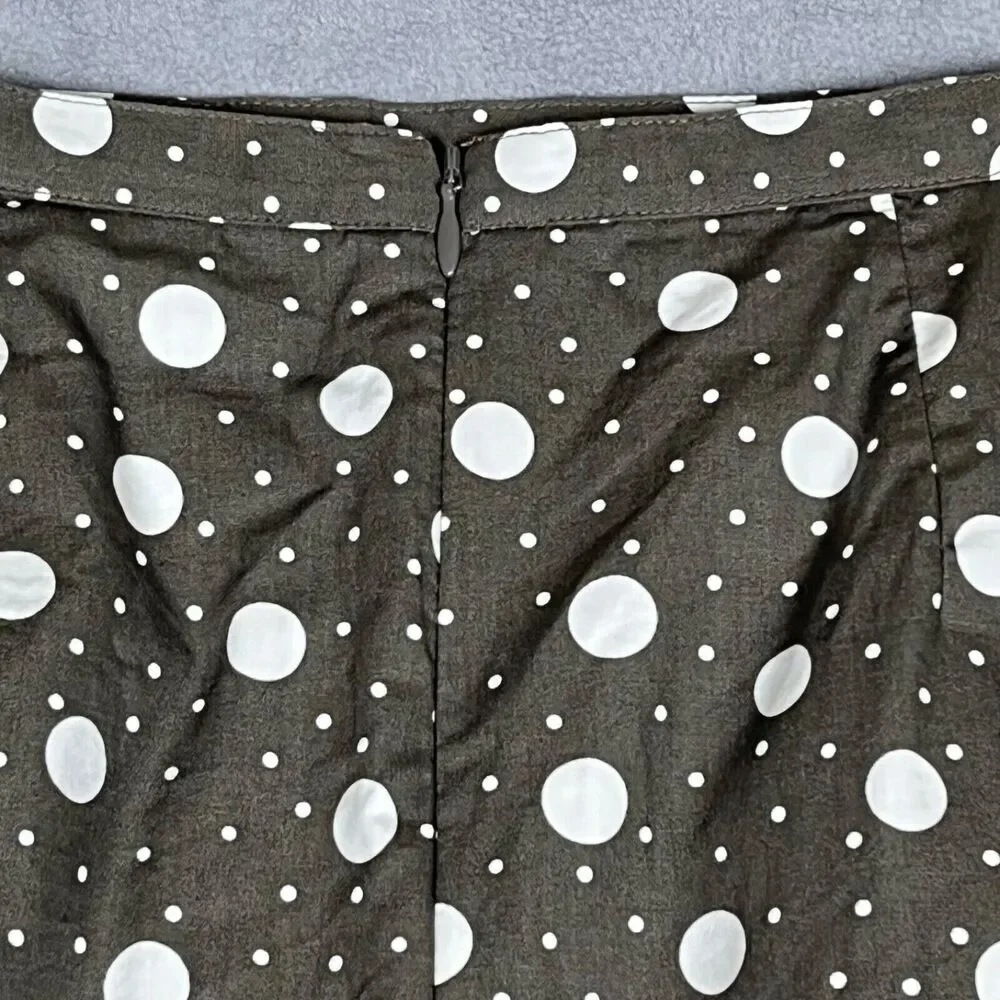 Boden Skirt Brown Size US‎ 4R Brown White Polka Dot Knee Length Pockets Lined